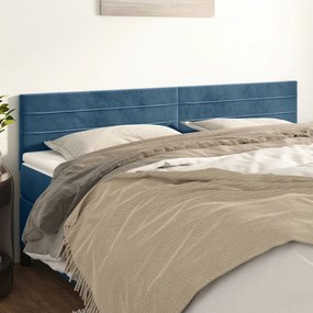 Testiera 2 Pz Blu Scuro 80x5x78/88 Cm İn Velluto /