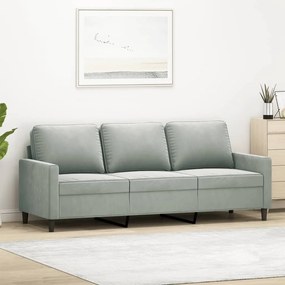 Divano A 3 Posti Grigio Chiaro 180 Cm İn Velluto /