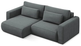 Divano angolare grigio scuro allungabile/con contenitore (con penisola a sinistra/con chaise lounge) Kapua – Makamii