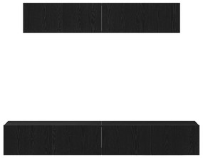 Set di mobile tv a 4 pezzi in legno ingenerizzato nero