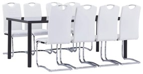 Set Sala Da Pranzo 9 Pz İn Similpelle Bianca /