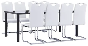 Set Sala Da Pranzo 9 Pz İn Similpelle Bianca /