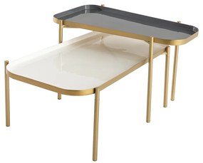 Tavolini impilabili laccati bianco e grigio (set di 2) ZURIA