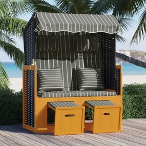 Strandkorb cuscino polyrattan e legno massello nero e antracite