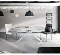 Tavolo big table piano vetro ceramica effetto marmo bianco misura l.160 p.90 h.76(aperto 240 cm)