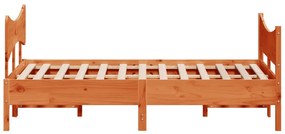 Giroletto con testiera marrone cera 140x190 cm massello pino