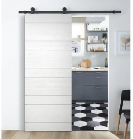 Porta scorrevole Ropes in mdf bianco, L 93 x H 212 cm, con binario Industrial Reversibile