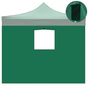 Telo laterale 3x2mt verde impermeabile con finestra per gazebo richiudibile 3x3mt