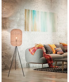 Lampada da terra beige con paralume in vimini e tessuto (altezza 150 cm) Runa - Trio