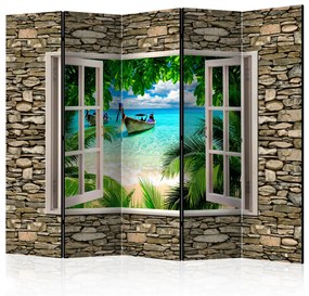 Paravento design Spiaggia tropicale II - finestra con vista sul mare