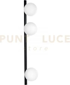 Applique a parete enoire nera e opale 3 luci attacco e14 14x14x90cm...