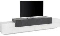 Mobile Porta Tv Moderno 240x45x51,5cm - CELESTIA Colore: bianco laccato lucido/report