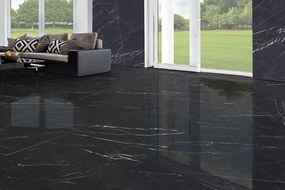 Gres Porcellanato Effetto Marmo Marquina Nero Lucido 60X120 - Embk839
