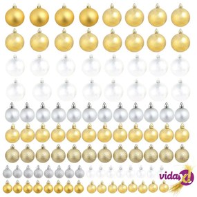 vidaXL Palline di Natale 100 pz Argento/Oro