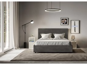 Letto contenitore da 160x190 in microfibra grigio Mika