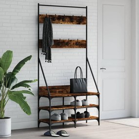 Appendiabiti Con Porta Scarpe Rovere Fumo 90x34x184 Cm /