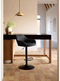 Sgabello da bar grigio scuro imbottito con altezza regolabile/con braccioli (altezza della seduta 65 cm) Nolan – Unique Furniture