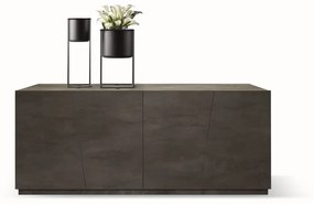 Credenza GORGONA in legno, finitura in acciaio ossidato, 180&#215;50 cm