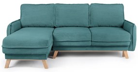 Divano letto ad angolo in velluto a coste turchese variabile Tori - Bonami Selection