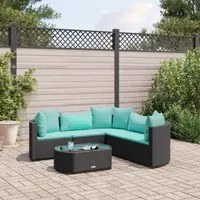 Set Divano da Giardino 6 pz con Cuscini Nero in Polyrattan 3308396