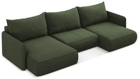 Divano angolare verde allungabile/con contenitore Nanea – Makamii