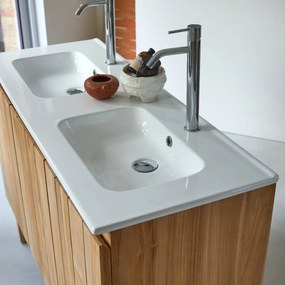 Tikamoon - Mobili da bagno in legno di teak con lavabo in ceramica 120 Jill