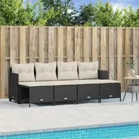 Set Divani da Giardino 5 pz con Cuscini in Polyrattan Nero 3261533