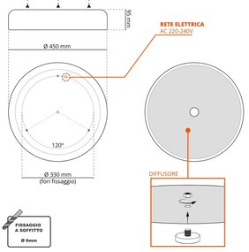 Plafoniera LED Rotonda 36W CCT Ø450mm Marrone