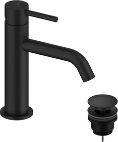 Rubinetto per lavabo a canna bassa getto laminare cristallino LOOP nero spazzolato opaco SANYCCES