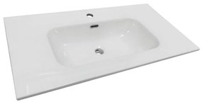Lavabo a incasso rettangolare L 91 x H 17.5 x P 47 cm in ceramica bianco lucido