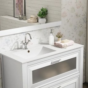 Lavabo a incasso rettangolare vasca a sinistra Flat L 101 x H 18 x P 46 cm in ceramica bianco lucido