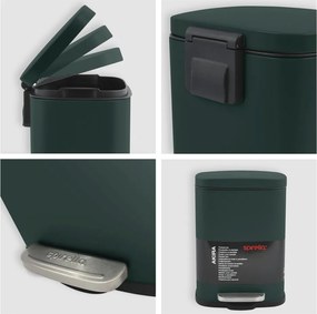 Cestino per la spazzatura verde scuro in acciaio con pedale 5 l Akira – Spirella