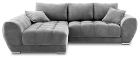 Divano letto angolare grigio con rivestimento in velluto, angolo sinistro Nuage - Windsor &amp; Co Sofas