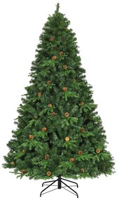 Costway Albero di natale artificiale 225cm con 540 LED, 71 pigne, 1125 rami e un supporto in metallo