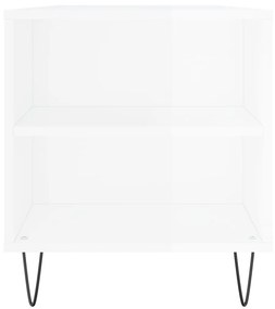 Tavolino Salotto Bianco Lucido 102x44,5x50 cm Legno Multistrato