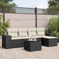 Set Divano da Giardino 6 pz con Cuscini Nero in Polyrattan 3254833