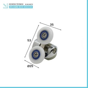 Set 2 ruote superiori universali in ABS per box doccia scorrevole
