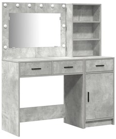 Set da toeletta a 2 pezzi  con led in legno ingegnerizzato grigio cemento