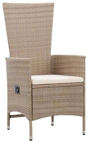 Set mobili da pranzo per giardino 7 pz in polyrattan beige