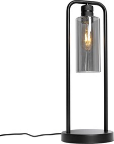 Lampada da tavolo moderna nera con vetro fumé - Stavelot
