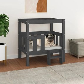 Cuccia per cani grigio 65,5x43x70 cm in legno massello di pino