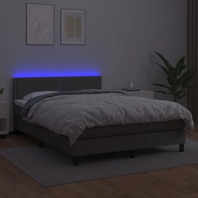 Giroletto molle con materasso e led grigio 140x190cm similpelle