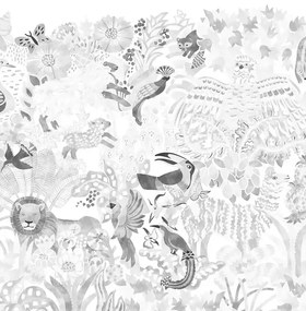 Isidore Leroy Carta da parati panoramica Les 5 Continents Grisaille - Panel B
