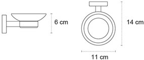 New Line M3 portasapone tondo a muro In vetro acidato e Acciaio Inox cromo