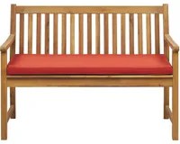 Panca da giardino leggera in legno di acacia 120 cm rosso cuscino da seduta imbottitura a doghe design patio esterno stile rustico