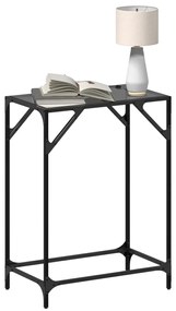 Tavolino consolle con piano in vetro nero 60x35x81cm in acciaio