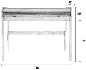 Scrivania marrone con piano estraibile Barbier - Zuiver