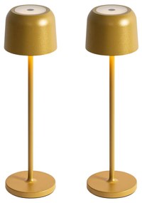 Set van 2 tafellampen mushroom goud incl. laadstation - Raika