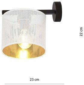 Applique Industrial 1 Luce Cigno In Acciaio Bianco E Paralume A Cilindro Oro