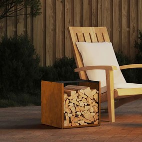 Rastrelliera Per Legna Da Ardere 40x40x40 Cm İn Acciaio Corten /
